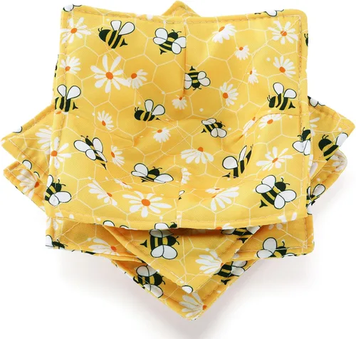 Vista 27 de Cunhill 4 Piezas Soportes Acogedores de Algodón para Tazones de Microondas para Comida Caliente Almohadillas Calientes Agarraderas para Tazones