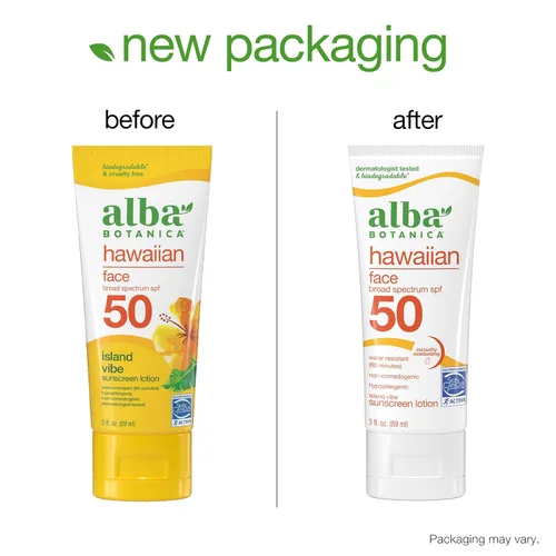 Vista 4 de Alba Botanica Hawaiian, té verde con protector solar de 45, de 4 oz., 4 onza Fórmula de hidratación 24 horas, resistente al agua hasta 40 minutos