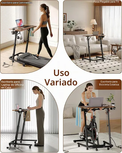 Vista 9 de Escritorio de pie de altura ajustable para almohadilla para caminar Marrón