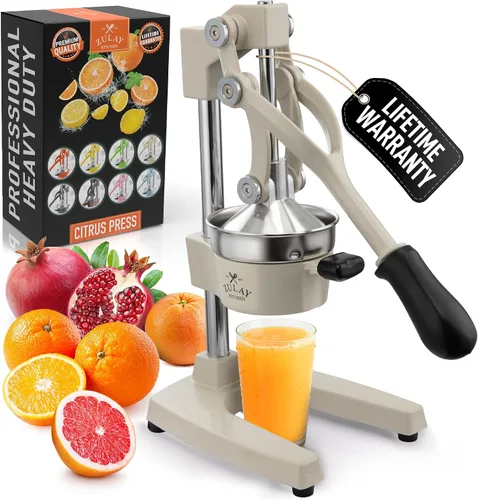 Vista 12 de Zulay Kitchen Exprimidor de hierro fundido, exprimidor manual resistente con coladores desmontables para una fácil limpieza, prensa de jugo