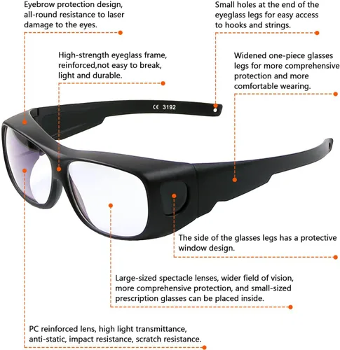 Vista 3 de JILERWEAR Gafas de seguridad láser de CO2 - Gafas reflectantes de 10600 nm