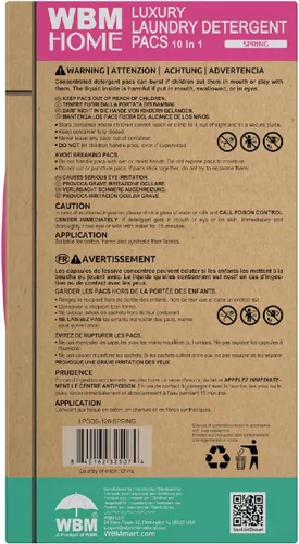 Vista 4 de WBM Cápsulas de detergente para ropa para el hogar, aroma de fragancia primaveral, 32 unidades, cápsulas de lavandería concentradas HE con 10 veces
