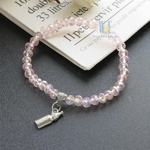Vista 6 de WE Pulsera elástica de cristal rosa para baby shower (12 piezas)