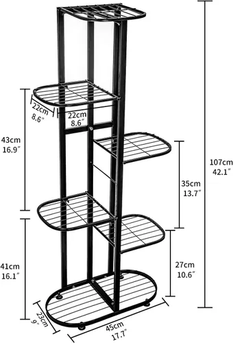 Vista 6 de Moutik - Soporte vertical para macetas de jardín, 6 niveles para 7 macetas, estantería múltiple para plantas