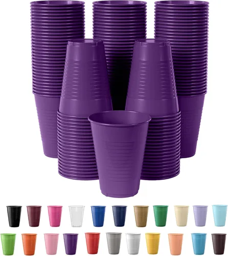 Vista 44 de Party Solids Vasos de plástico negros - 12 onzas, paquete de 100