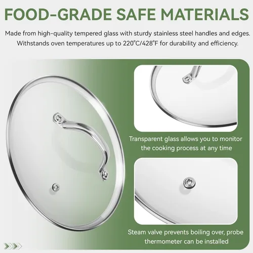 Vista 5 de Tapa de vidrio templado de 9.1 pulgadas de repuesto para olla instantánea de 6 cuartos de galón, accesorios de tapa de olla eléctrica a presión