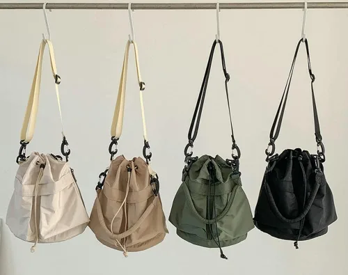 Vista 5 de Bolso bandolera de nailon con cordón para mujer, bolso de hombro estilo hobo casual