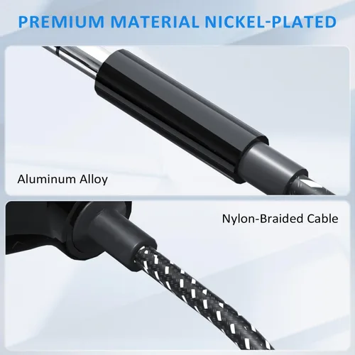 Vista 4 de LP Divisor de auriculares, divisor estéreo de audio trenzado de nailon de 0.138 pulgadas, macho a 3 puertos hembra para MacBook, Mac, iPad, iPhone