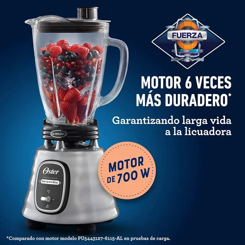 Vista 3 de Batidora clásica Oster reversible tarro de vidrio cromado BLSTBESTE013