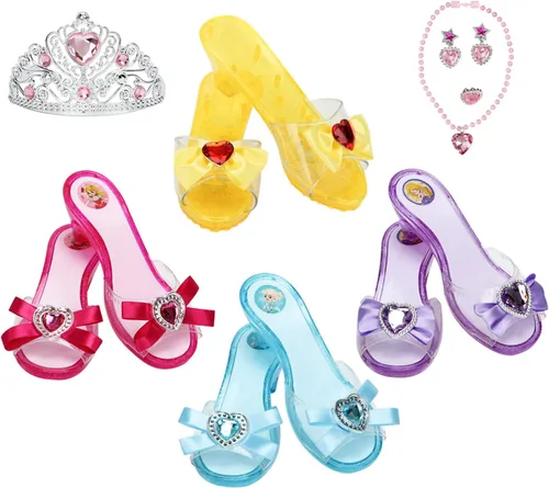 Vista 3 de Fedio - Juego de colección de princesa para niñas con zapatos de vestir tiara de princesa y accesorios de joyería
