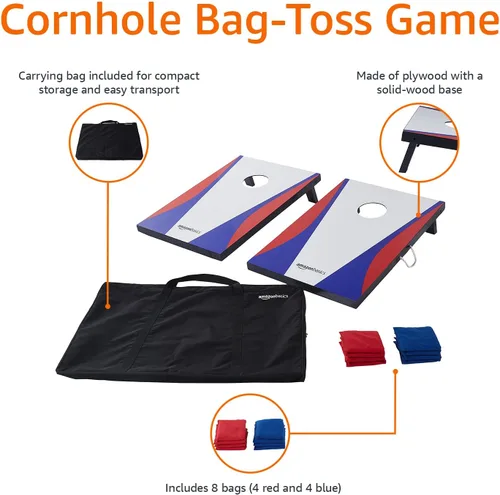 Vista 4 de Amazon Basics Juego Cornhole, azul/rojo
