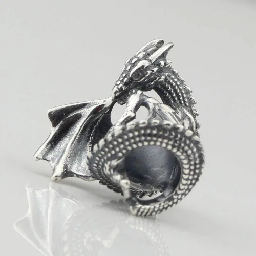 Vista 4 de Abalorio de plata de ley con diseño de dragón de fuego de hielo para Pandora y pulseras y collares similares