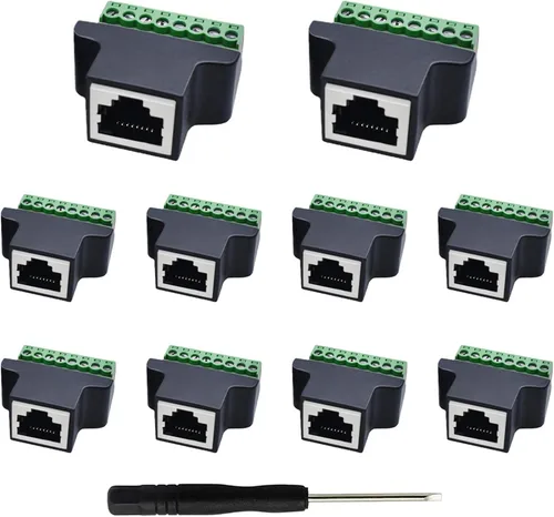 Vista 8 de Bloque de terminales de tornillo hembra 8P8C RJ45 a 8Pin para Cat5