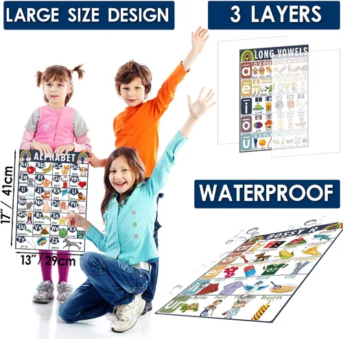 Vista 3 de 16 tablas de sonido para la clase de fónica de las artes del lenguaje para niños, aprendizaje de vocales para niños pequeños, pósters de fónica