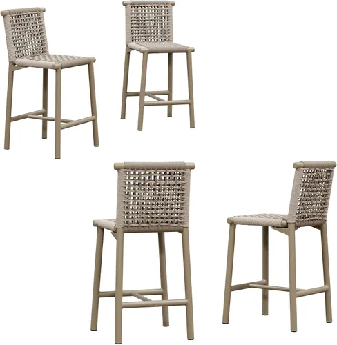Vista 24 de PURPLE LEAF - Juego de 2 taburetes de bar con respaldo y reposabrazos Wraparound Cushioned Back and Arm, Powder-Coated Aluminum Frame