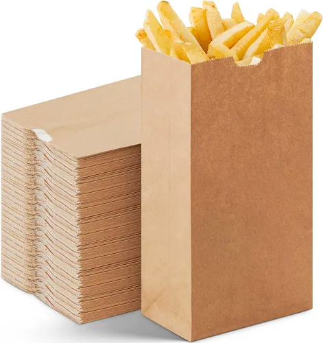 Vista 9 de CulinWare Bolsas de papel marrón forradas con cera de 1 libra, resistentes a la grasa, ecológicas, desechables, parte superior plegable, 250