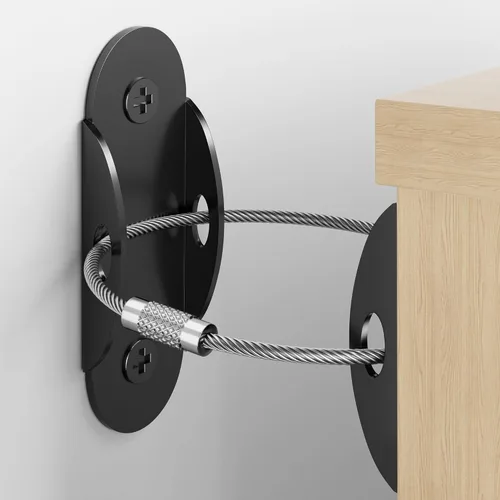 Vista 10 de RORMGO Anclajes antipunta para muebles (6 unidades), anclajes para muebles a prueba de bebés, correas de terremoto para muebles, aparador, pared