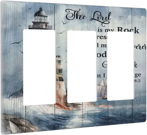 Vista 63 de Cubiertas Decorativas para Placas de Interruptor Diente de León Azul Rústico Citas Inspiradoras Casa de Campo Tablón de Madera Gris 1 Gang Cubierta