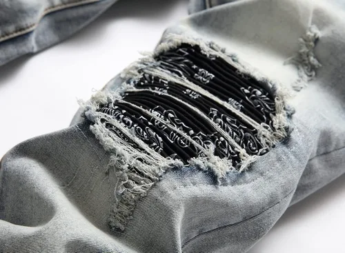 Vista 4 de OIIIO Jeans de ajuste regular y elásticos para hombre