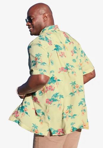 Vista 2 de Camisa KingSize para hombre grande y alto de manga corta con diseño tropical de rayón