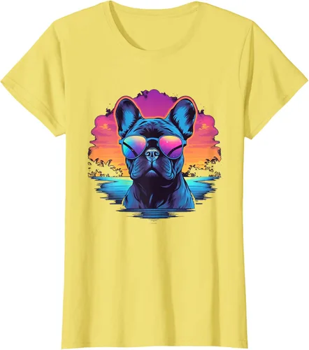 Vista 24 de Camiseta de perro Bulldog Francés para hombres y mujeres, Negro