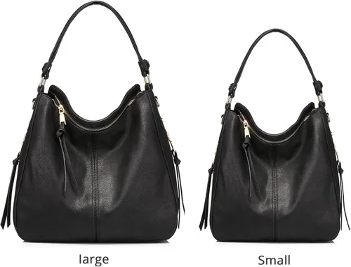 Vista 8 de Realer Bolsos Hobo para mujer, de piel sintética, bolso grande con borla