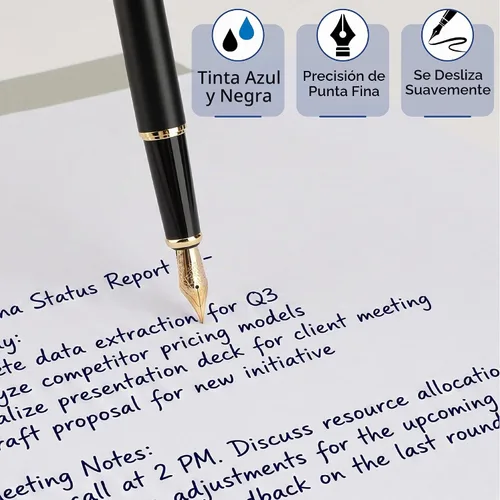 Vista 4 de Mr. Pen - Juego de pluma estilográfica, 6 cartuchos de repuesto de tinta Pluma estilográfica recargable con cartuchos de tinta negra y azul