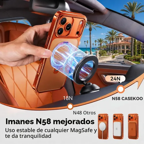 Vista 6 de CASEKOO Funda para iPhone 17 Pro con soporte magnético giratorio de 360º, compatible con MagSafe, protección militar de 17 pies, diseño brillante