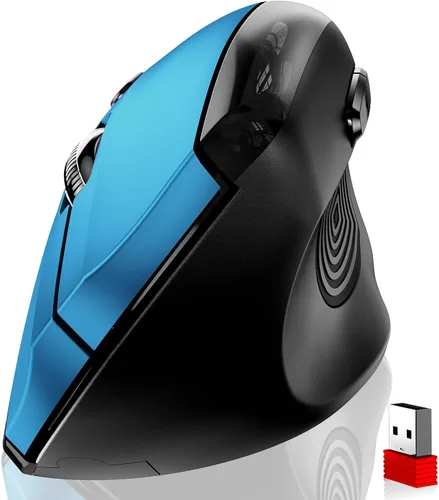 Vista 11 de memzuoix Ratón inalámbrico ergonómico, 2.4G óptico inalámbrico, 800/1200/1600 DPI, mouse vertical para computadora portátil, Mac, PC, escritorio