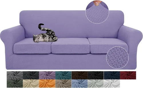Vista 40 de JIVINER Fundas de Sofá de 4 Piezas para Sofá de 3 Cojines Funda Elástica de Sofá con 3 Fundas de Cojines de Asiento Funda de Sofá Gruesa Ajustada