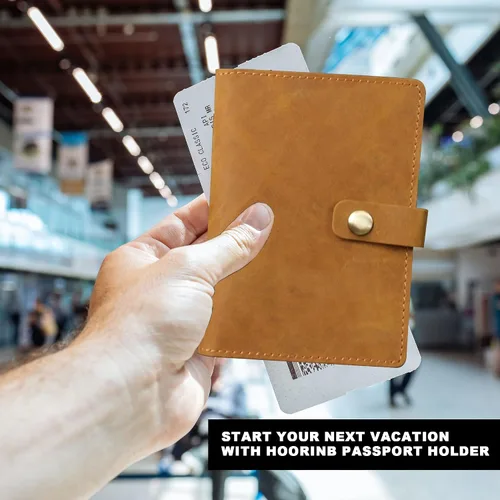 Vista 7 de Funda de cuero de grano completo para pasaporte para hombres y mujeres, cartera de pasaporte y tarjetero de vacuna, funda para pasaporte, cartera