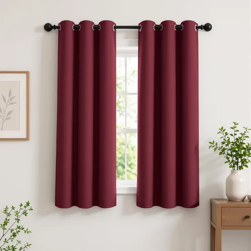 Vista 65 de Cortinas de oscurecimiento de habitación de 45 pulgadas de largo para dormitorio y sala de estar, cortinas térmicas aislantes con ojales