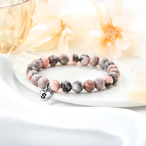 Vista 5 de M MOOHAM Natural Stone Initial Bracelets for Girls, Gifts for DaughterGranddaughterDaughter in LawSisterSister in LawFriend - Christmas Birthday