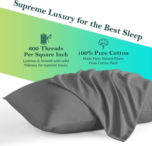 Vista 3 de Funda de almohada de viaje de 12 x 16 pulgadas, juego de 2 fundas de almohada para niños pequeños, 600 hilos, cierre de sobre, 100% algodón egipcio