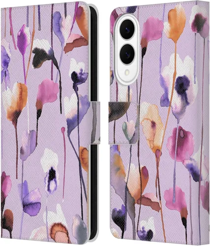 Vista 247 de Head Case Designs Officially Licensed Ninola Abstract Poppies Lilac Floral Leather Wallet Case Compatible with Samsung Galaxy A07 4G
