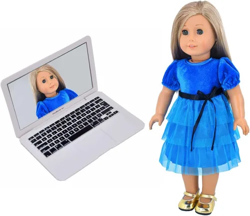 Vista 9 de ebuddy Mini casa de muñecas de juguete gato portátil pequeño espejo de computadora falso para gato (blanco)