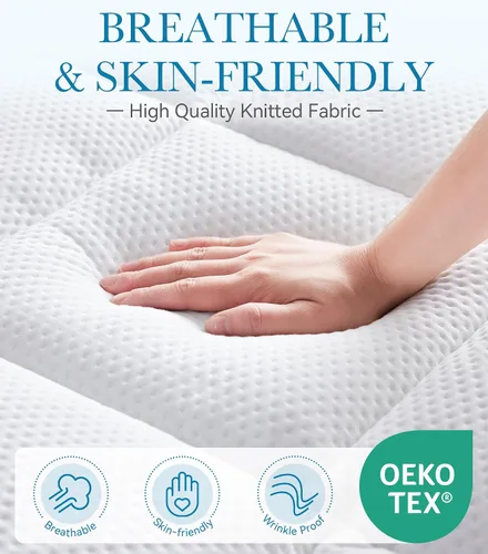 Vista 6 de BDEUS Cubrecolchón impermeable de doble capa de espuma viscoelástica de 3 pulgadas, tamaño individual, espuma viscoelástica de gel de 2 pulgadas más