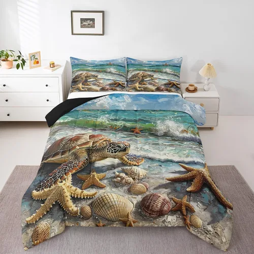 Vista 25 de Erosebridal Edredón náutico costero, juego de ropa de cama y colecciones de playa de verano, estilo clásico, edredón de plumón oceánico
