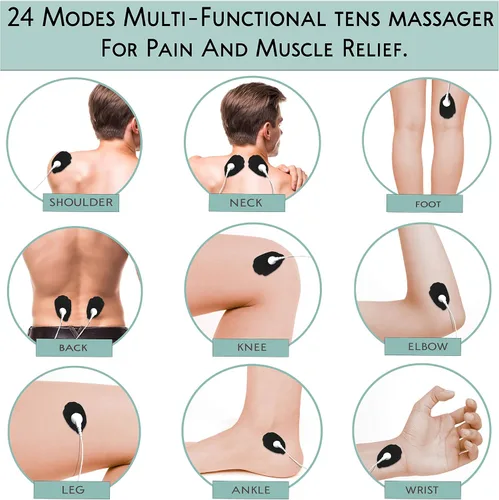 Vista 7 de Tens Unit - Estimulador muscular EMS 24 modos de masaje, terapia de alivio del dolor, máquina TENS de doble canal, masajeador de pulso, intensidad
