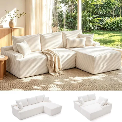 Vista 29 de Mangodan - Sofá seccional en forma de nube, sofá sin huesos para sala de estar, sofá seccional modular con asiento profundo, sofá esponjoso y cómodo