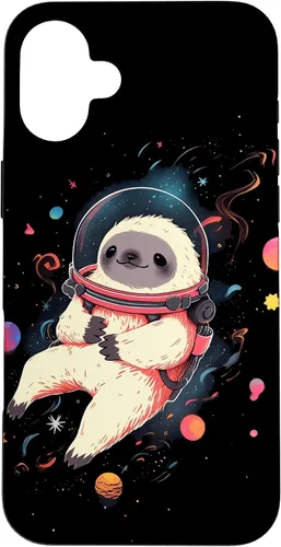 Vista 23 de Sloth Floating in Space Planets Stars Sloth Lover Case for iPhone 16