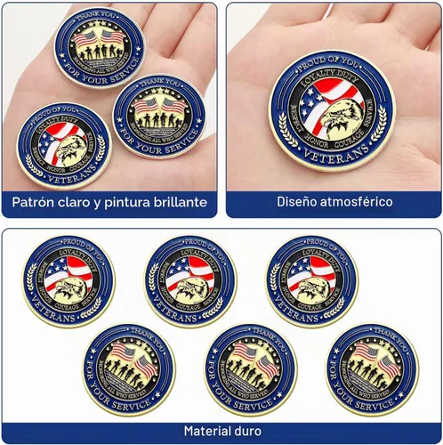 Vista 3 de Landical - Juego de 40 monedas de desafío militar a granel, clásico