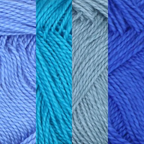 Vista 2 de JubileeYarn - Hilo deliciosamente fino, 1.76 oz/madeja de rayón de bambú y encaje, tonos de azul, 4 madejas