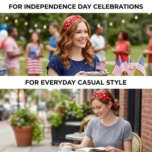 Vista 3 de Diademas con la bandera estadounidense para mujeres y niñas, Día de la Independencia, 4 de julio, diademas patrióticas de Estados Unidos