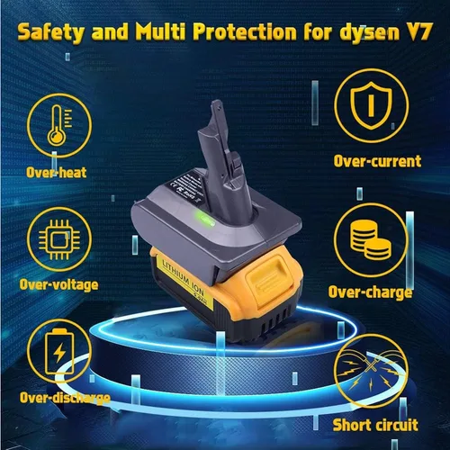 Vista 5 de TPDL Adaptador de batería Dyson V7, para batería Dewalt de 20 V, convertidor a Dyson 21.6V V7 convertidor de vacío de mano Absolute, Motorhead Pro