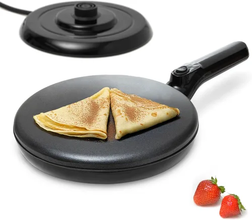 Vista 11 de Moss & Stone Máquina Eléctrica para Crepas – Sartén Portátil para Crepas de 8" Antiadherente con Plato de Inmersión, Apagado Automático, Interruptor