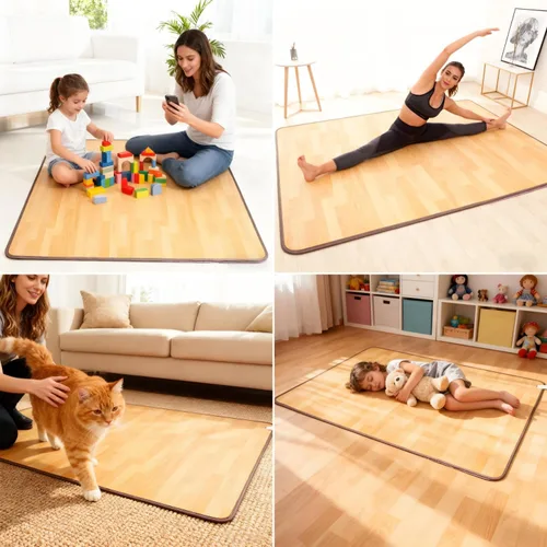 Vista 8 de Tapetes calefactables, alfombra eléctrica con temperatura ajustable y temporizador de 12 horas, alfombra de calefacción eléctrica de cristal