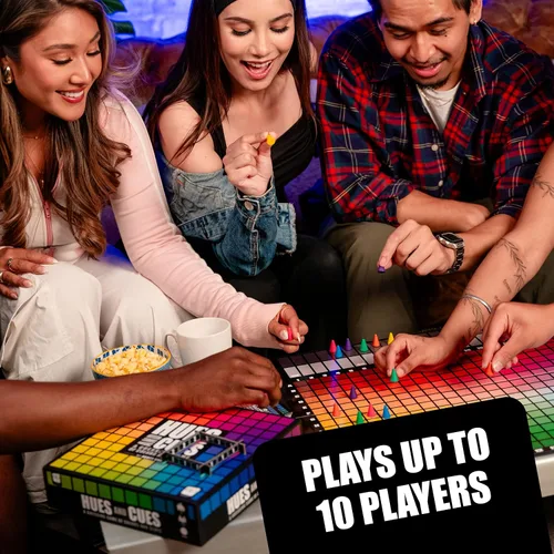 Vista 4 de HUES and CUES Juego de adivinanzas de colores vibrantes, perfecto para la noche de juegos en familia Conecta pistas y colores 480 cuadrados