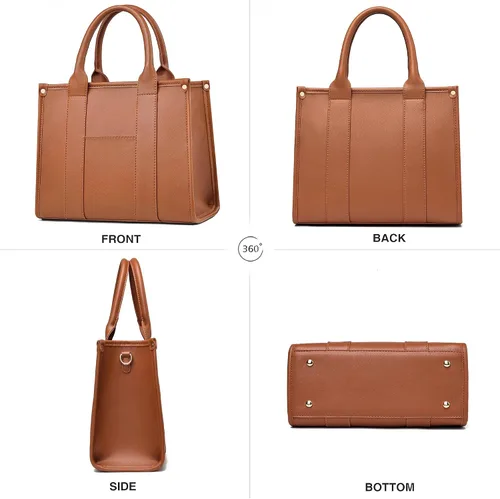 Vista 4 de The Tote Bag - Bolso cruzado para mujer, bolso de hombro, bolsos de mano de piel sintética con asa superior con cremallera