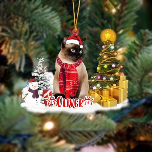 Vista 136 de NAZENTI Adorno personalizado de gato abisinio con árbol de pino, adorno de Navidad personalizado para perros amantes de las mascotas, colgante